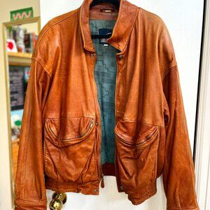 Comstock Endurance Genuine Brown Leather Jacket Size 42 distressed